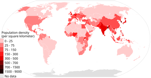 Cuáles países tienen la menor y mayor densidad poblacional