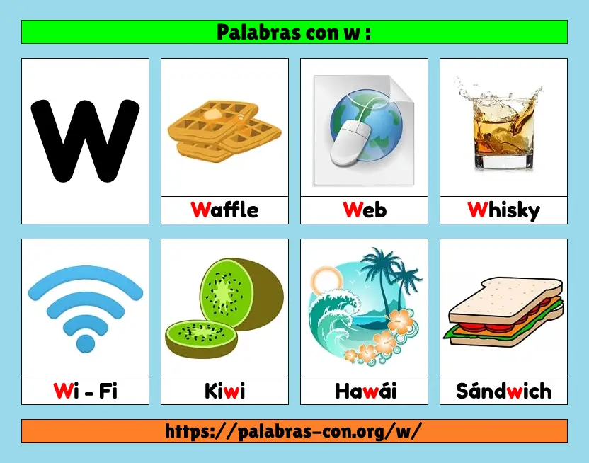 Cuáles son 50 palabras en español que contienen la letra W