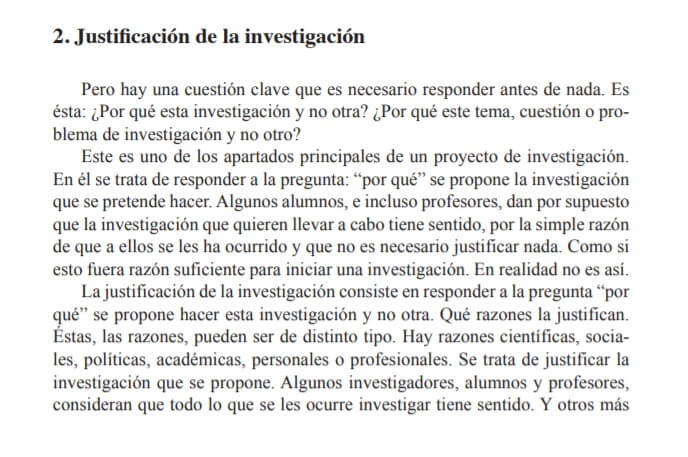 Cuáles son ejemplos clave de justificación en una investigación