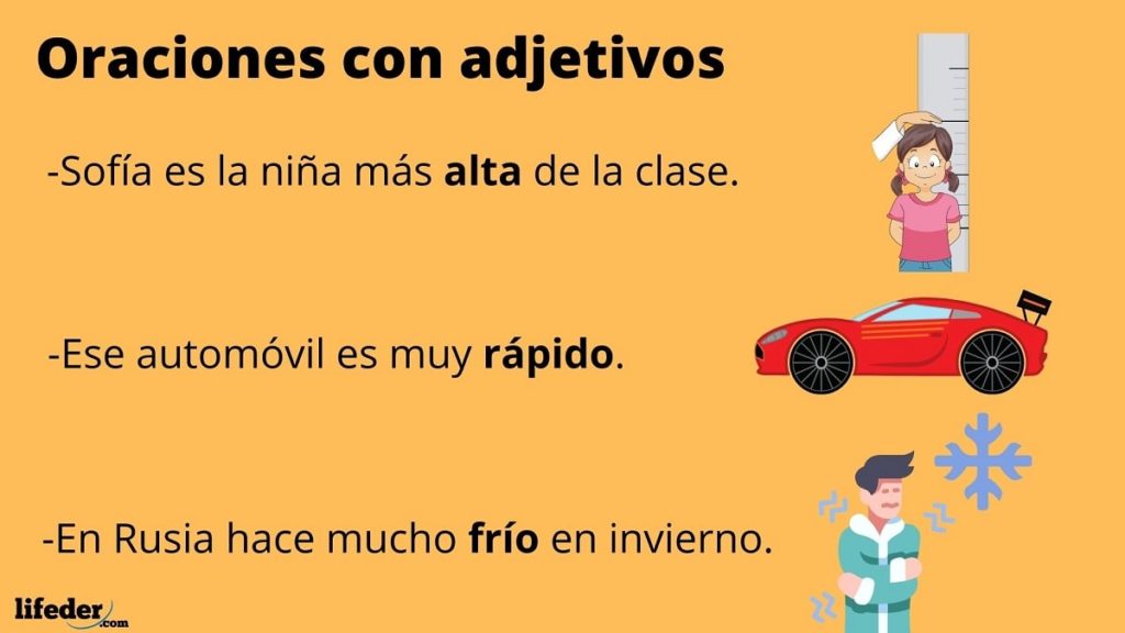 Cuáles son ejemplos de oraciones con sustantivos y adjetivos