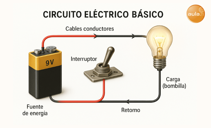 Cuáles son las partes esenciales de un circuito eléctrico