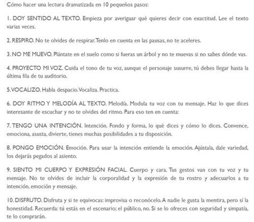 Cuáles son los 10 ejemplos clave de lectura dramatizada