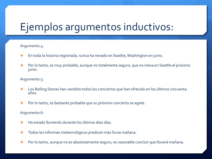 Cuáles son los ejemplos clave del razonamiento inductivo