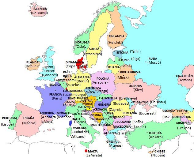 Cuáles son los países de Europa y sus respectivas capitales