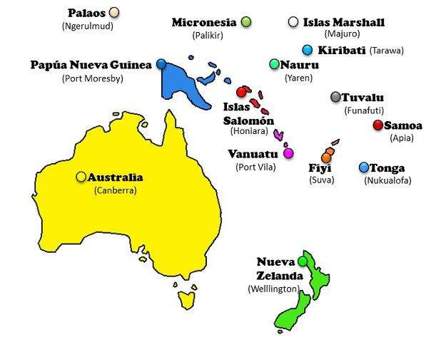 Cuáles son los países y capitales de las islas de Oceanía