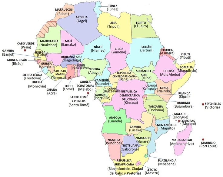 Cuáles son los países y sus capitales en el mapa de África