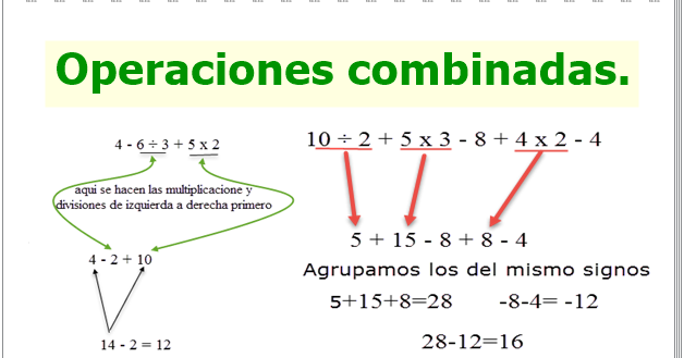Ejercicios de OPERACIONES COMBINADAS RESUELTAS ¡Practica!