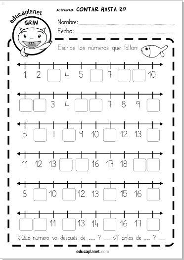 Ejercicios de RECTAS NUMÉRICAS para IMPRESIÓN GRATIS