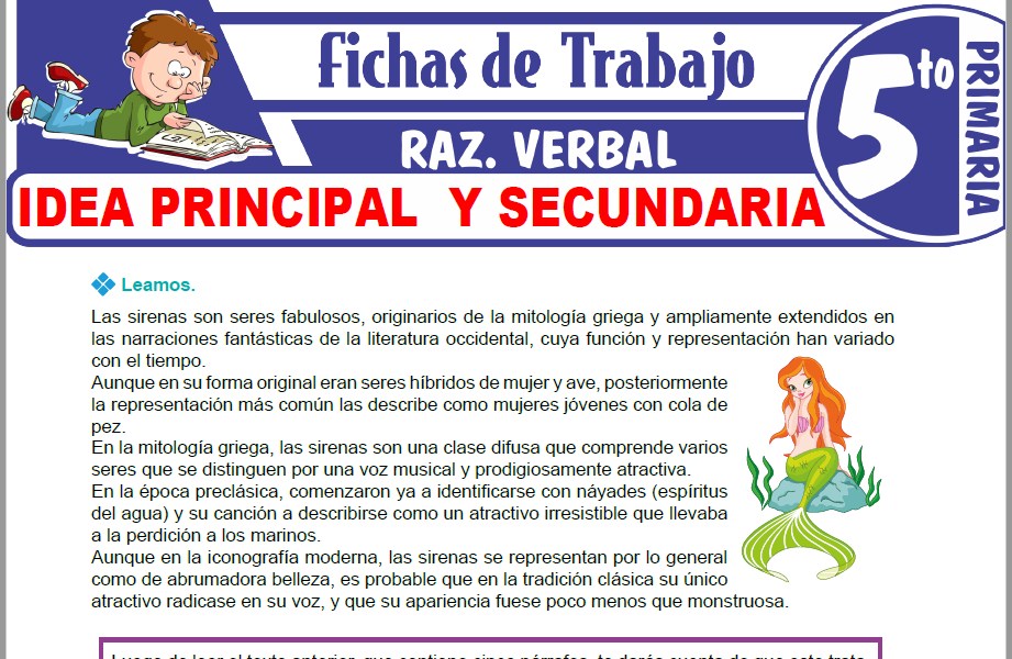 IDEAS PRINCIPALES y SECUNDARIAS: Descubre su VALOR