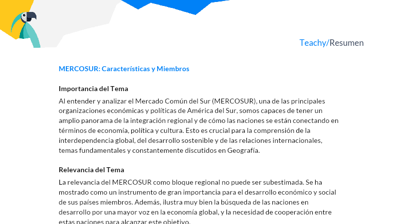 MERCOSUR: SIGNIFICADO, CARACTERÍSTICAS y OBJETIVOS Clave