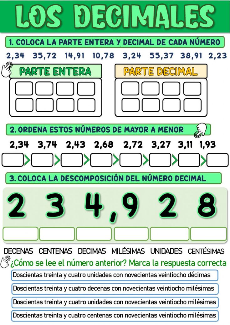 NÚMEROS DECIMALES: Ejercicios Divertidos para Primaria