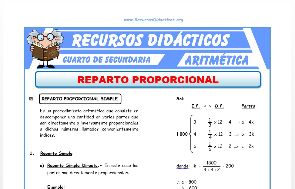 PROBLEMAS DE REPARTO PROPORCIONAL: DESCARGA PDF GRATUITO