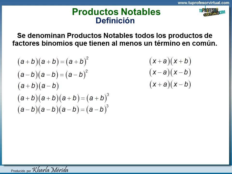 PRODUCTO NOTABLE: DEFINICIÓN, EJEMPLOS y APLICACIONES