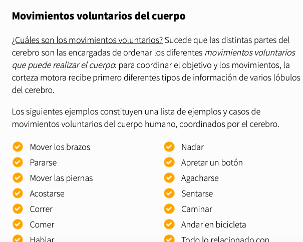 Qué movimientos voluntarios realiza nuestro cuerpo