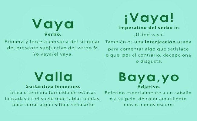 Qué significa la palabra vaya y cuáles son sus usos y definición