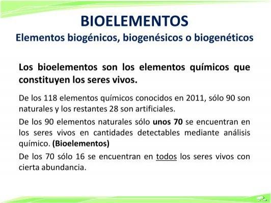 Qué son los bioelementos y cuáles son sus tipos y funciones